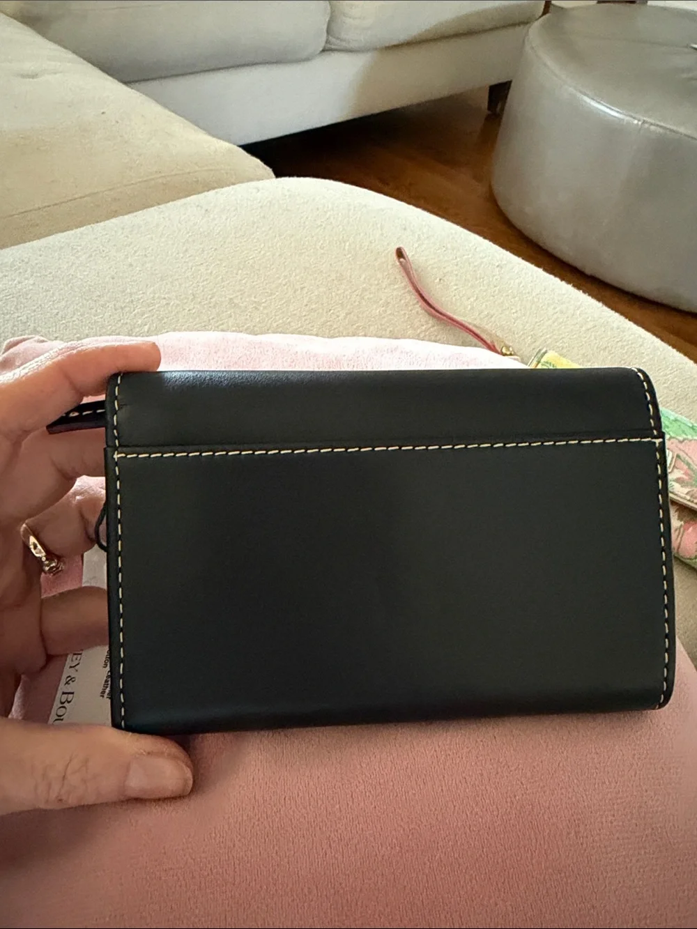 NWT Dooney & Bourke Luca Smooth Black Genuine Leather Flap Wallet – Red Interior